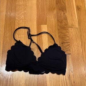 Anthropologie Black Scalloped Edge Bralette